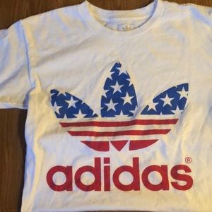 Adidas T Shirt Red Blue Flag